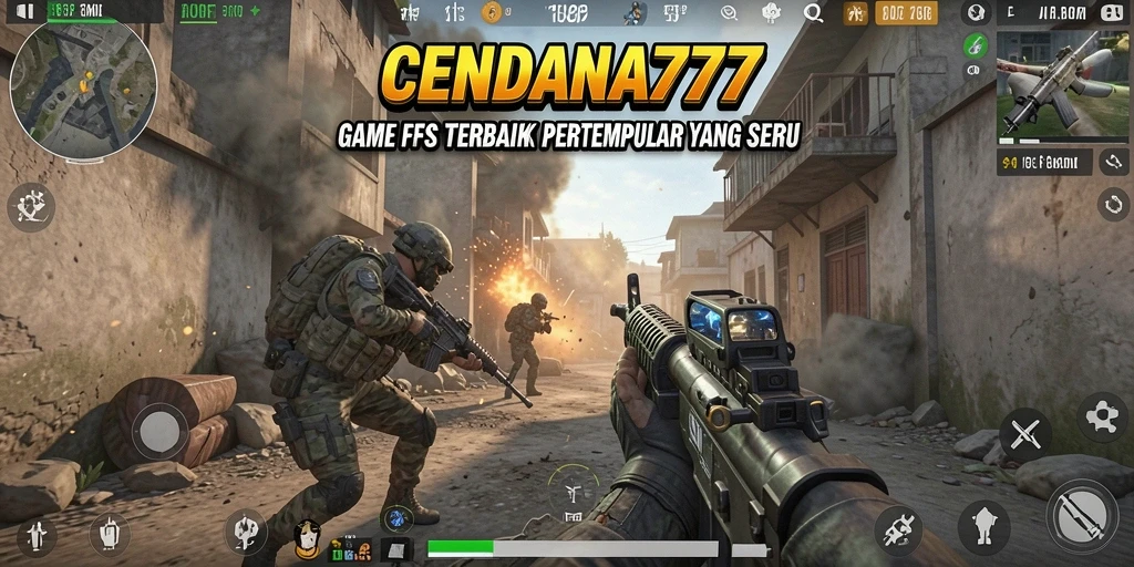 Screenshot gameplay CENDANA777 menunjukkan aksi tembak-menembak yang intens.