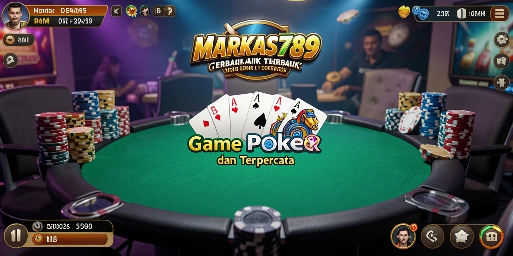 Tampilan gameplay poker yang mendebarkan di MARKAS789.
