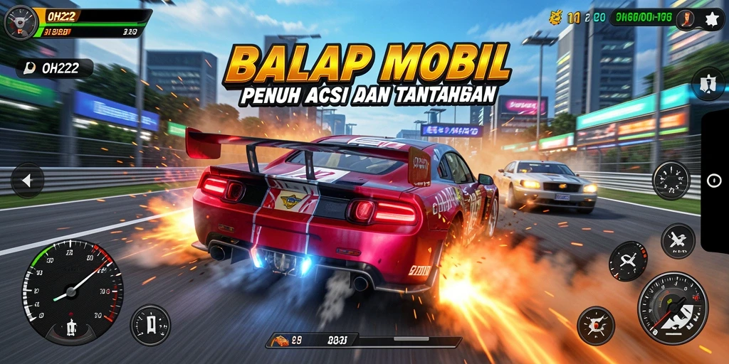 Gameplay balap seru dan menegangkan dalam OH222.