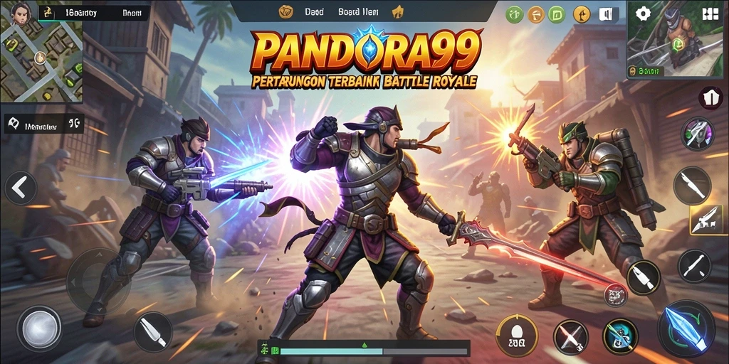 Tampilan gameplay PANDORA99 dalam aksi pertempuran Battle Royale yang intens.