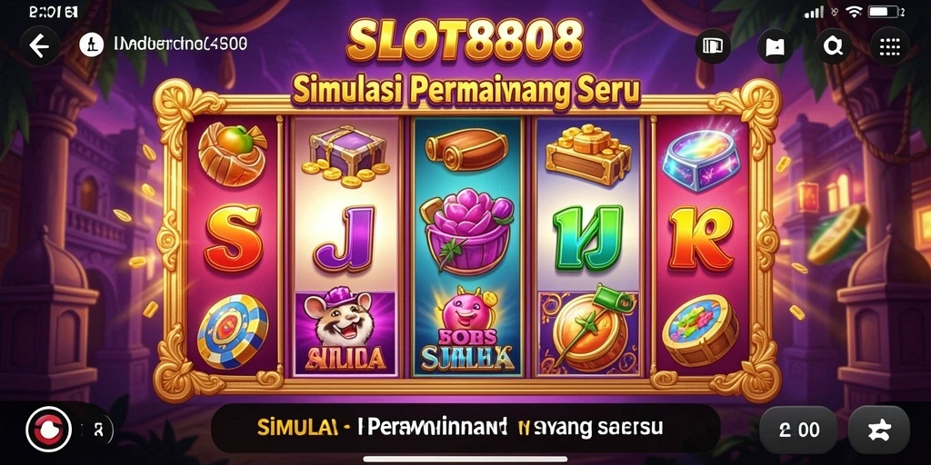 Tampilan gameplay SLOT8808 yang menarik dan penuh warna.