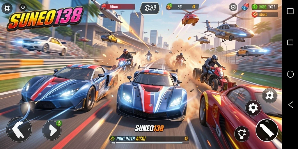 Tampilan gameplay SUNEO138 dengan balapan yang mendebarkan.