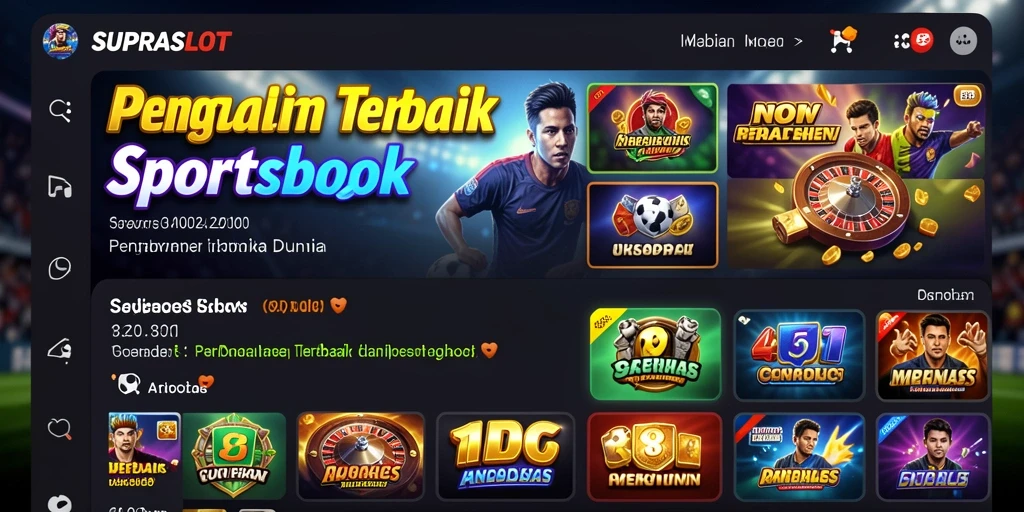 Tangkapan layar utama SUPRASLOT menampilkan antarmuka taruhan olahraga yang menarik.